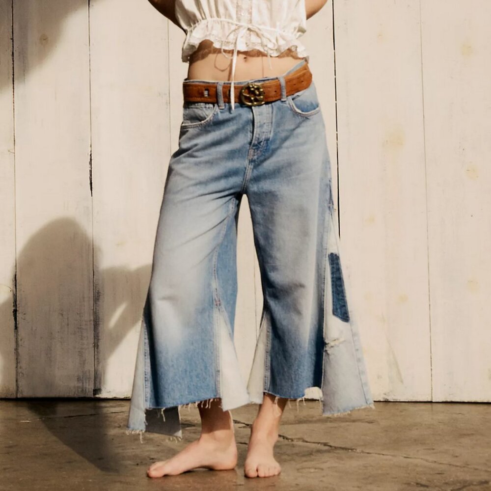 Free People We The Free Ripple Wide-Leg Cropped Jeans